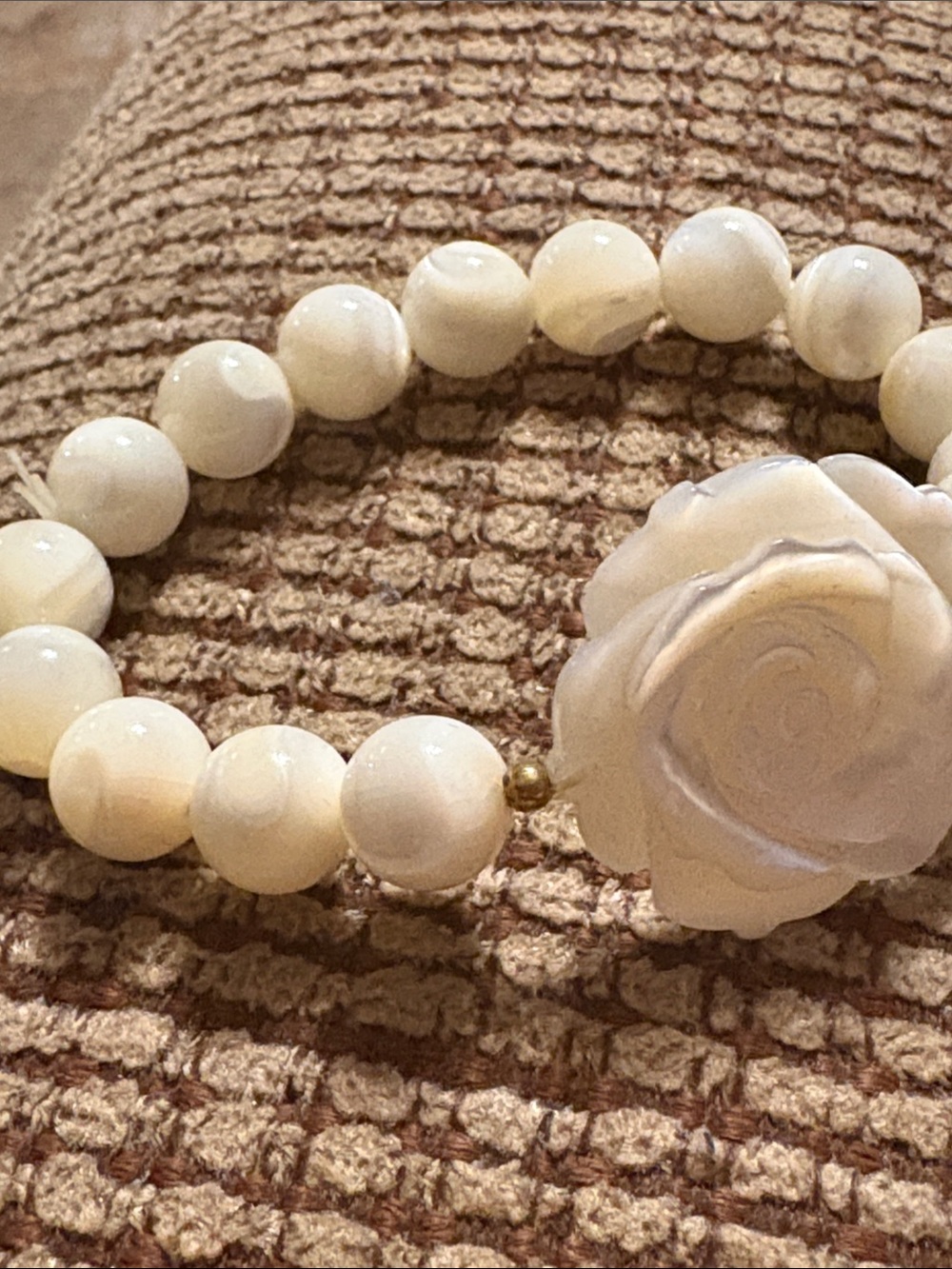 Vintage White Jade Rose Bracelet- Women Jewelry - Picture 9 of 10